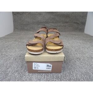 Plakton Jane Women's Suede Comfort Sandals US 10 EU 41 Brown Hook & Loop Strap